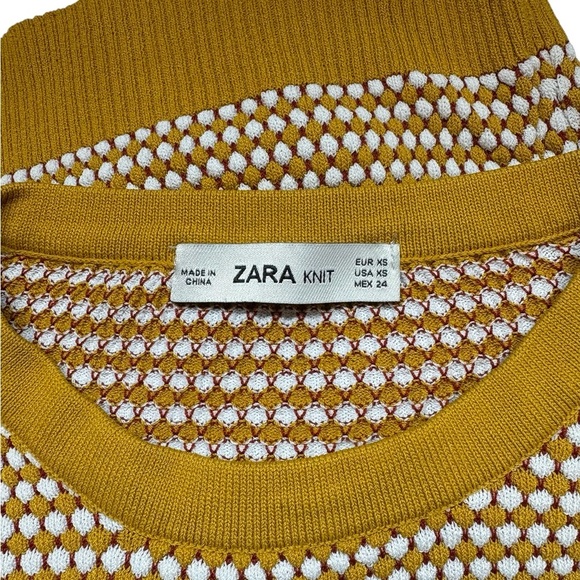 ZARA Knit, Sweater Textured Weave, XS, Yellow, Red, White - Picture 4 of 10
